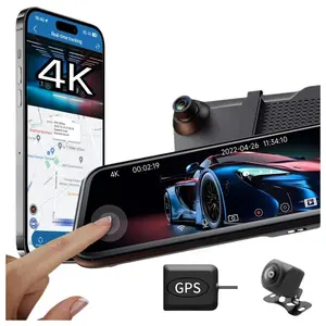 2024 новейший 12-дюймовый сенсорный экран зеркало заднего вида регистратор универсальный автомобильный черный ящик с приложением Передняя и задняя камера 4K видеорегистратор