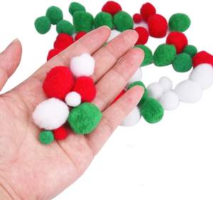 Kit de suministros para manualidades navideñas, pompones de chenilla, 1cm, 2cm, 3cm, varios colores - Product Image 2