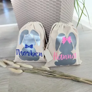 Sublimazione sacchetti coniglietto di pasqua code di coniglietto cesti di pasqua in bianco forniture per feste decorazioni