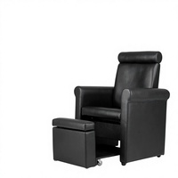 Fauteuil de massage multifonctionnel en cuir noir pour pédicure, inclinable, réglable, mobile et pliable