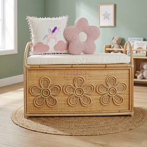 Viet Mai Lan Sustainable Rattan Trunk for Kids Handmade Flexible Wicker Toy <b>Storage</b> Box Lid Handles Precision-Made Lightweight - Product Image 3