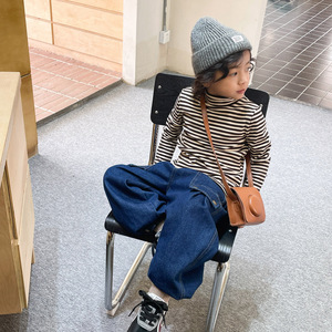 Maglietta Termica Vintage a Righe per Bambini, Mezza Collo Alto, Felpata, Calda per l'Inverno, Strato Base per Ragazzi - Product Image 1