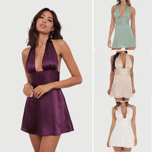 Vestido Mini de Fiesta de Satén Multicolor con Cuello Halter, Escote en V Profundo y Espalda Abierta, Corte A, Agente de Compras al por Mayor 1688, Marca FTS, Más de 10 Años de Experiencia, Bajo Costo - Product Image 5