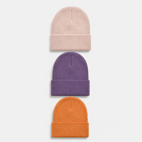 Bonnet en tricot uni personnalisé FNJIA avec logo, unisexe, en acrylique, à revers, chaud, pour l'hiver, pour hommes et femmes