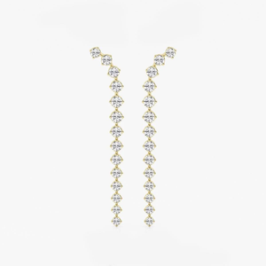 Boucles d'oreilles pendantes incurvées en diamant rond cultivé en laboratoire 2 carats, bijoux élégants et tendance pour femmes, design moderne et luxueux. - Product Image 6