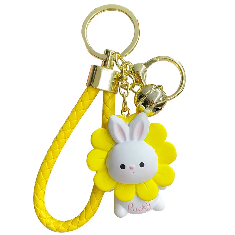 Baimao High quality wholesale cartoon resin Sunflower Rabbit keychain Cute cartoon rabbit 3D resin keychain at cheap price