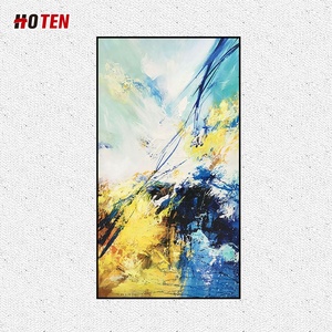Dipinto a Olio Originale Giallo con Paesaggio, Realizzato a Mano su Tela, Grande Formato, <span class=keywords><strong>Pittura</strong></span> Spessa Personalizzata, Decorazione da Appendere - Product Image 1