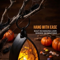 Lanterne d'Halloween en plastique, citrouille squelette, maison hantée, lampe suspendue vintage, fonctionnant sur piles, lampe de bureau réutilisable, décoration de fête