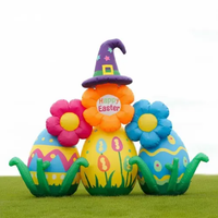 Décorations gonflables géantes personnalisées de cour de lapin et d'oeufs de Pâques avec des lumières de LED pour des vacances