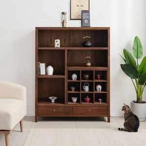 Armoire de présentation en bois massif 110x35x130cm, étagère de rangement pour thé de style chinois, meubles de salon et de chambre à coucher - Product Image 1