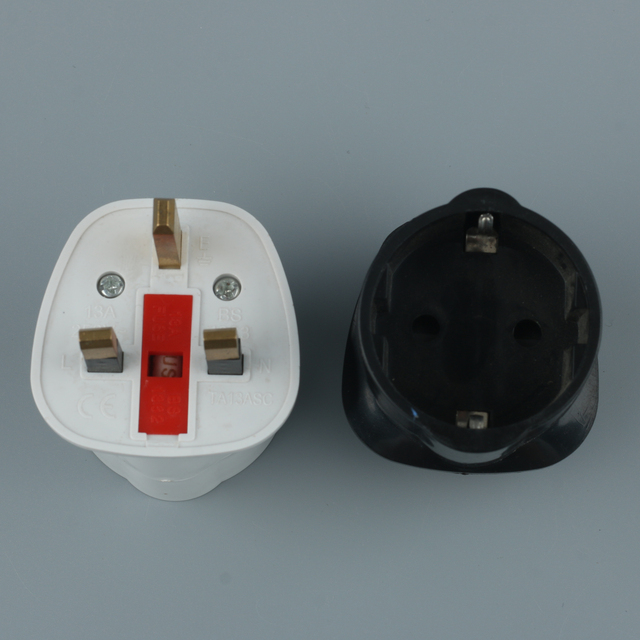 Schuko EU to UK Travel Plug Adapter 10A Fused Euro 2 Pin to British 3 Pin Power Converter for Europe to UK Trip