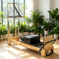 Reformer Pilates Kayu Oak Profesional Grosir dengan Half Trapeze Tower Kelas Komersial Pabrik Reformer