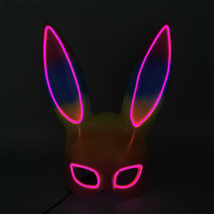 Mặt nạ thỏ trắng DC3V, trang phục hóa trang, đèn LED nhấp nháy, đèn neon thỏ, mặt nạ phát sáng, bán buôn, tiệc tùng, quán bar, vũ trường - Product Image 2