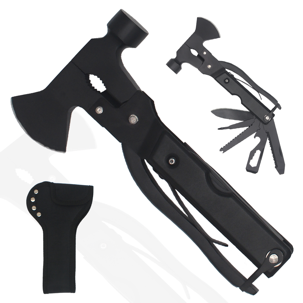 black coating all in one tools hatchet axe mini safety hammer multitool survival hammer