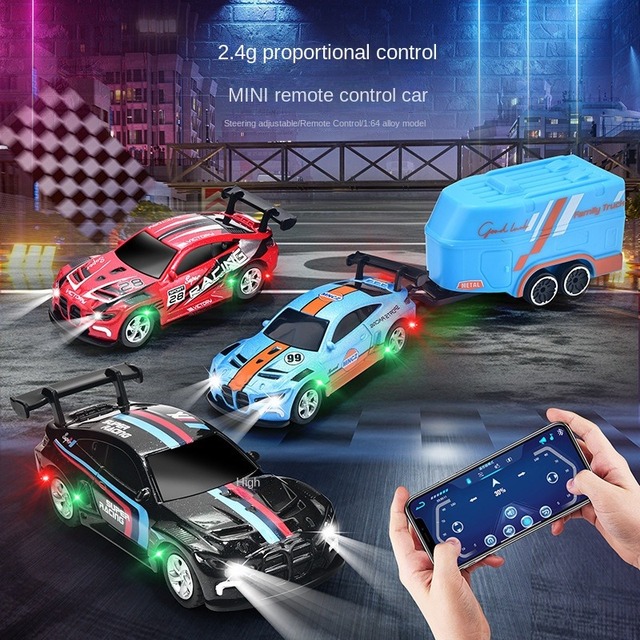 AiJH  Remote Control Alloy Car 1:64 Mini RC Car with Lighting Drifting Feature USB Cable Rc Car Model Toy