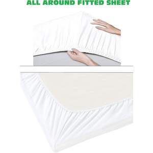 Juego de Sábanas 100% Algodón Natural, Tamaño Queen, 4 Piezas, Color Aqua Sólido, 800 Hilos, Tejido Satén - Product Image 2