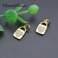 Design de mode plaqué or CZ pavé coeur lune étoile cadenas serrure pendentif à breloque pour la fabrication de bijoux à bricoler soi-même