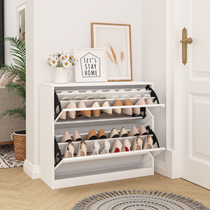 Zapatero Moderno de Madera de 2 Niveles Sunrise con Cajones Abatibles, Espejo y Espacio Oculto <span class=keywords><strong>para</strong></span> la Entrada, <span class=keywords><strong>Armario</strong></span> <span class=keywords><strong>para</strong></span> <span class=keywords><strong>Zapatos</strong></span> <span class=keywords><strong>para</strong></span> el Comedor - Product Image 1