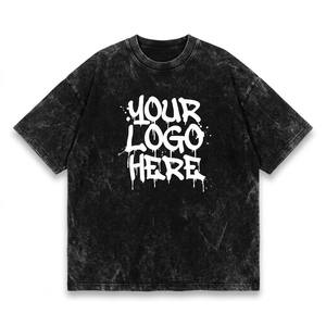 Vintage Distressed Washed Cotton Tee Unisex Crew Neck Plain T‑Shirt Wholesale Small MOQ Custom Print Street <b>Tops</b> - Product Image 1