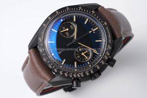 Montre mécanique pour couple Master Speed DARKSIDE of the MOON, bracelet en cuir véritable, étanche, montre pour homme - Product Image 2