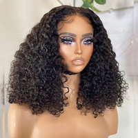 Peluca Bob de Cabello Humano Indio Virgen al por Mayor Hello Hair HD para Frontal de Encaje, Doble Trama, Encaje Transparente, Pelucas de Cabello Humano para Mujeres Negras