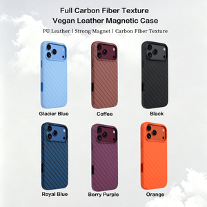 เคสโทรศัพท์มือถือหนัง PU ลายคาร์บอนไฟเบอร์แบบแม่เหล็ก สำหรับ iPhone 18 16 17 Pro Max รองรับการชาร์จไร้สาย ป้องกันการกระแทก - Product Image 2
