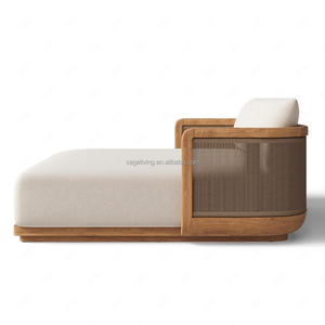 Meubles d'extérieur luxueux en teck massif FERLY pour hôtels, jardins, cours, parcs, villas - Chaise longue de piscine - Product Image 3