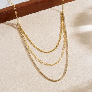 Conjunto de collares apilables de acero inoxidable con diseño de clip, delicadas cadenas de varias capas, joyería dorada para mujer. - Product Image 6