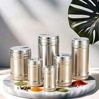 Adjustable Sprinkle Hole Stainless Steel Seasoning Shaker Dust-proof Lid Home Kitchen Condiment Storage Container
