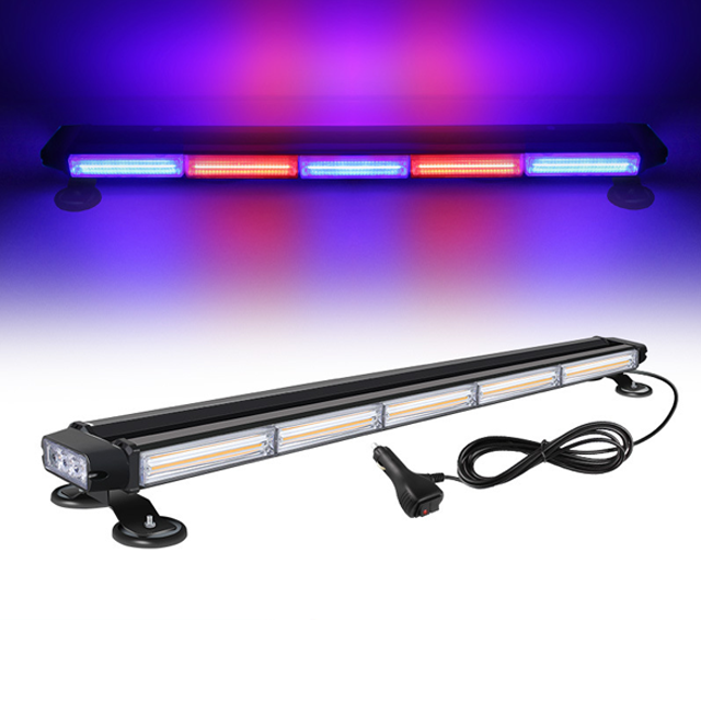 High Power 5P LED Strobe Light Bar 12V 24V Double Side Flashing Emergency Warning Lamp Magnetic Base for Cars Trucks Trailers