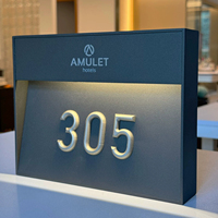 Plaque de porte de chambre d'hôtel rétroéclairée par LED à fixation murale, plaque de porte de chambre d'hôtes personnalisée illuminée pour hôtel, motel, appartement