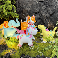 Nieuwe stijl lopende dieren folie ballonnen met wielen kinder verjaardagsparty decoratie dinosaurus eenhoorn leeuw EN71 ASTM speelgoed veiligheid