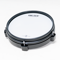 Batterie électronique 10 pouces UNLOCK avec double zone, pads en maille de cuir de vachette, réglage pour entraînement silencieux, sortie USB/MIDI, construction robuste en bois de bouleau