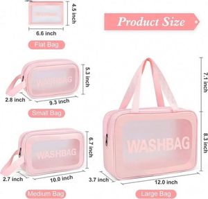 <b>Pink</b> Cosmetic Bag Custom Logo Printed Fashion Makeup Bag Waterproof Frosted Pvc Bag - Product Image 4