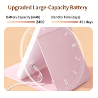 Miroir Cosmétique Portable Rechargeable avec 3 Capteurs Tactiles, Lumière Réglable, Cadre en Verre, Pliable, Finition Argentée, Plusieurs Styles