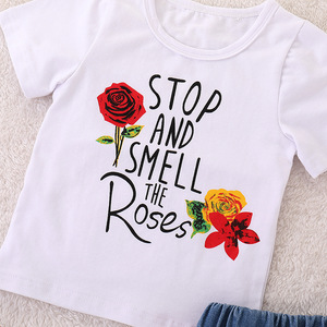 Ensemble de vêtements pour filles de 1 à 5 ans, haut en t-shirt blanc et jupe en jean, ensembles de vêtements pour enfants pour filles - Product Image 3