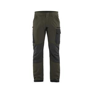 BLAKLADER - 142216454599D120 Pantalones de servicio elásticos de 4 vías Verde Oliva oscuro/Negro-PANTALÓN DE TRABAJO EAN 7330509734339 - Product Image 1