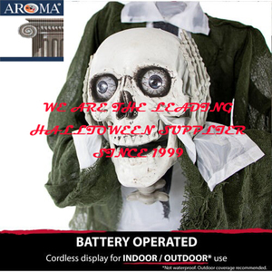 Decorazione <span class=keywords><strong>di</strong></span> <span class=keywords><strong>Halloween</strong></span>: Scheletro Animatronico Verde <span class=keywords><strong>da</strong></span> Appendere con Occhi Luminosi e Bocca Parlante, Accessorio per Feste, 3 Batterie AAA - Product Image 3