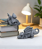 Statue de dragon fantastique en résine, écologique, peinte à la main, décoration de chambre, figurine de dragon bébé dormant