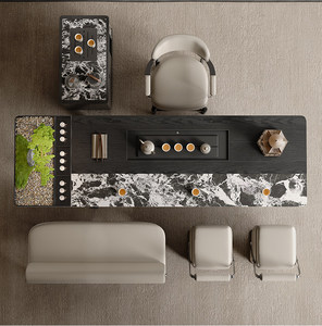 طاولة طعام متعددة الاستخدامات بتصميم صيني جديد مع مجموعة كراسي وسطح رخامي للمنزل أو المكتب أو صالة الشاي بتصميم بسيط - Product Image 2