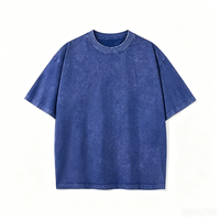 T-shirt à manches courtes en coton épais délavé à l'acide, style streetwear, coupe oversize vintage, bleu roi, marque privée OEM