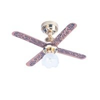 Maison de poupée lustre 1:12 échelle moderne Miniature ventilateur de plafond lampe fleur abat-jour 12V/LED
