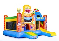 Combo gonflable gonflable de maison pleine d'entrain de château de saut de jeu de joyeux anniversaire pour des enfants
