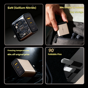 Chargeur double port GaN entièrement compatible pour Huawei Xiaomi Honor Redmi OPPO VIVO Realme <span class=keywords><strong>Apple</strong></span> Samsung Nubia Téléphone Tablette Ordinateur portable - Product Image 4