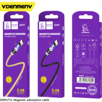 Câble USB de charge magnétique universel 3 en 1-Câble de chargeur de téléphone magnétique rotatif 540 avec lumière LED-0.5M 1M 2M