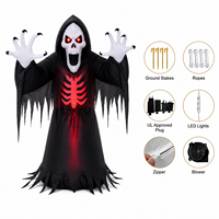 Décoration de jardin extérieure personnalisable de 1,80 m, squelette de la mort gonflable d'Halloween avec éclairage LED