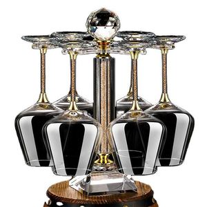 Juego de 6 Copas de Vino de Cristal Bockendi con Base, en Caja de Regalo de Lujo Dorada y Plateada con Diamantes - Product Image 1