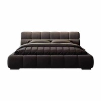 Mobilier de lit de luxe en tissu italien Lit double au design moderne avec cadre en bois Garantie de 3 ans Lit King Size avec rangement au sol