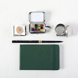 Mini kit de peinture aquarelle 12 couleurs, palette métallique portable de voyage, coffret vintage pour artistes, étudiants et croquis - Product Image 5