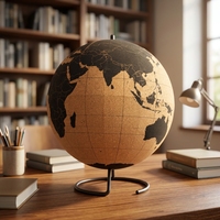 Globe terrestre rotatif à 360° en liège naturel fait main DINGYE, écologique, avec marqueur de voyage, outil éducatif pour la maison